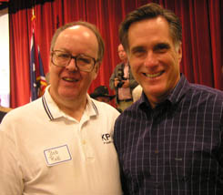Bob with Presidential candidate Mitt Romney. Photo courtesy Bob Rule.