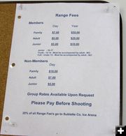 Range Membership Fees. Photo by Dawn Ballou, Pinedale Online.