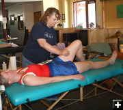 After Race Massage. Photo by Pam McCulloch, Pinedale Online.