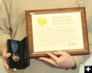 Medal and Certificate. Photo by Dawn Ballou, Pinedale Online.