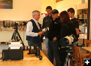 Showing the cameras. Photo by Dawn Ballou, Pinedale Online.