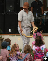 Wanna touch the snake?. Photo by Dawn Balou, Pinedale Online.