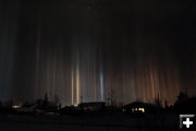 Pillars of light. Photo by Fred Pflughoft.