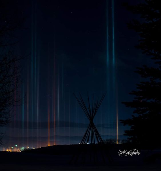 Tipi light pillars. Photo by Kaylynne Sims.