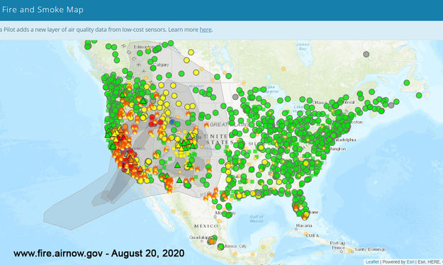 Smoke map. Photo by AirNow.gov.