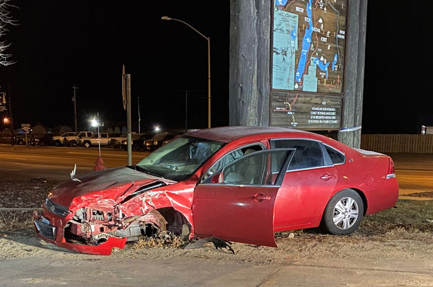 Crashed into a boulder. Photo by Sublette County Sheriff's Office.