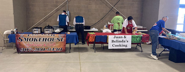 Getting food ready. Photo by Dawn Ballou, Pinedale Online.