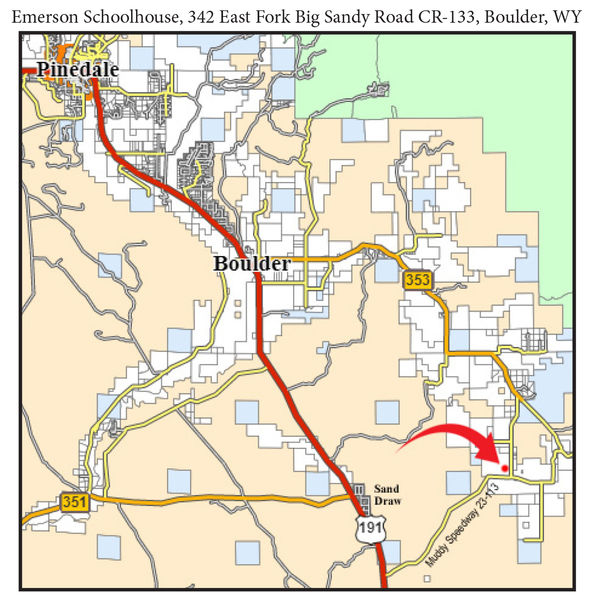 Map to Emerson Schoolhouse. Photo by Pinedale Online.