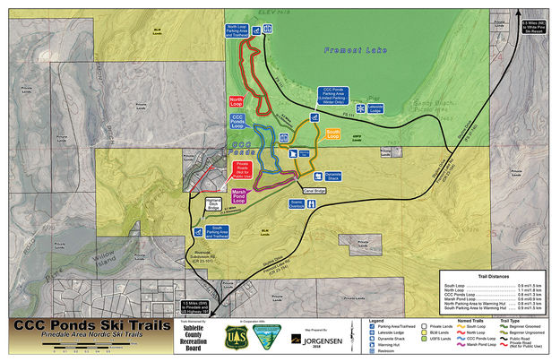 CCC Ponds Nordic Ski Trail Map. Photo by Sublette County Recreation Board.
