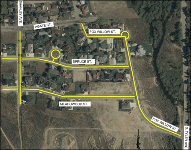 Fox Willow area chip sealing map. Photo by Town of Pinedale.