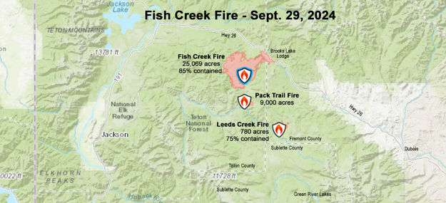 Fish Creek Fire Sept 29, 2024. Photo by Pinedale Online.