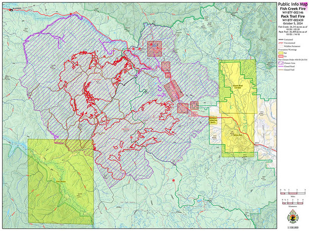 Updated Oct 5 9PM map. Photo by Teton Interagency Fire.