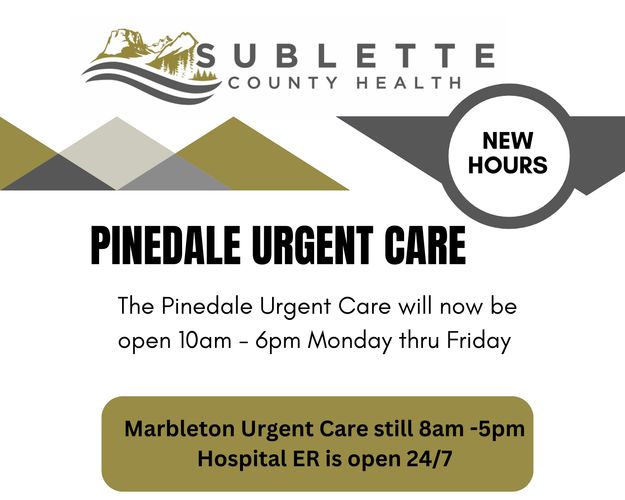 Urgent Care hours. Photo by Sublette County Health.