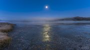 The Moon--Mars--Ice Fog and Ice At Swan Lake. Photo by Dave Bell.