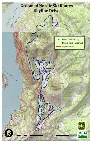 Skyline Drive grooming map. Photo by Bridger-Teton National Forest.